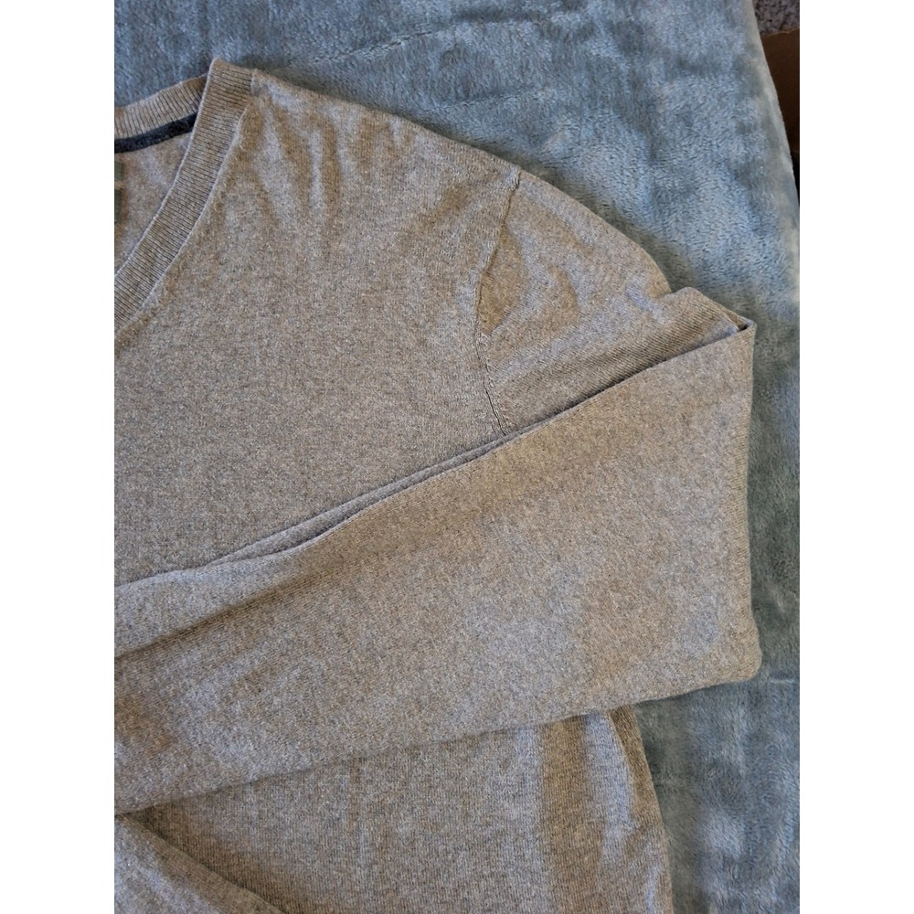 Eddie Bauer Mens TXL‎ V-Neck Sweater Cotton Merino Wool Blend Heather Tan Brown - Picture 5 of 12